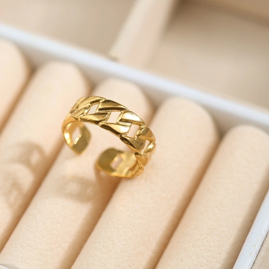 Jewelry Simple Style Leaves Snake 304 Stainless Steel Titanium Steel 18K Gold Plated Plating Open Ring