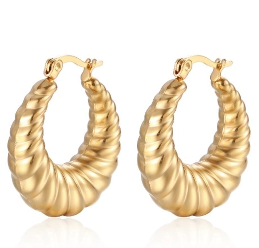 1 Pair Fashion Solid Color Plating 304 Stainless Steel 18K Gold Plated Earrings