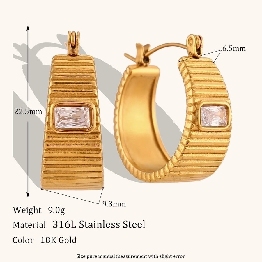 1 Pair Lady Geometric Plating Inlay Stainless Steel Zircon 18K Gold Plated Earrings Ear Studs