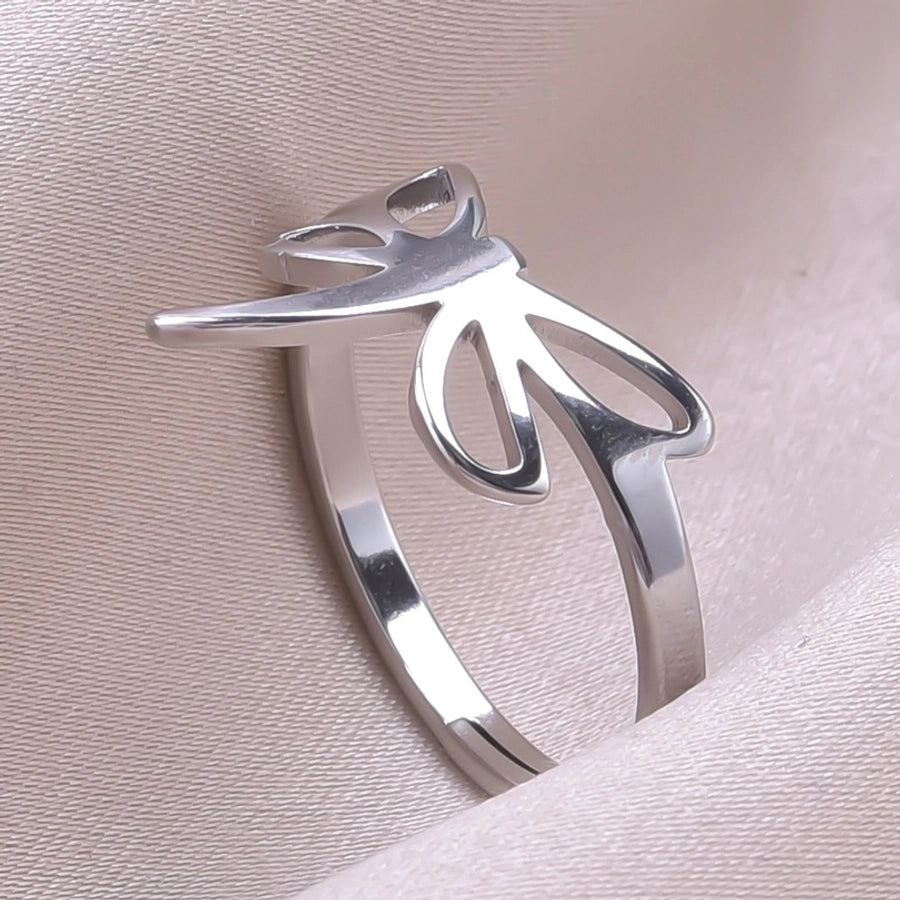 Jewelry Commute Solid Color Bow Knot 304 Stainless Steel 18K Gold Plated Plating Rings