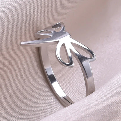 Jewelry Commute Solid Color Bow Knot 304 Stainless Steel 18K Gold Plated Plating Rings