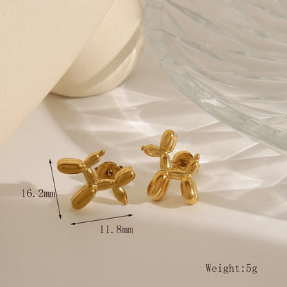 1 Pair IG Style French Style Commute Balloon Dog Solid Color Plating 304 Stainless Steel 14K Gold Plated Ear Studs