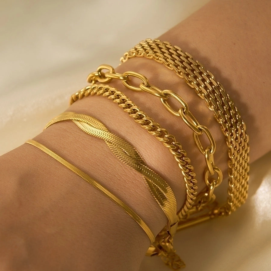 Modern Style Geometric 201 Stainless Steel 18K Gold Plated Bracelets In Bulk