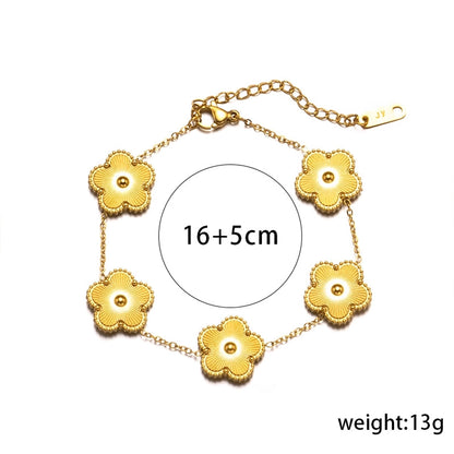 Jewelry Simple Style Flower Titanium Steel Titanium Steel Plating Bracelets Earrings Necklace