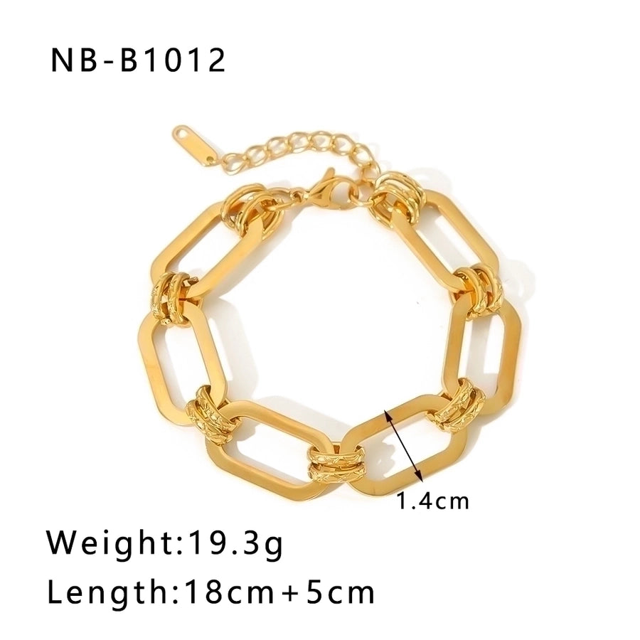 Hip-Hop Punk Classic Style Solid Color Stainless Steel 18K Gold Plated Bracelets In Bulk