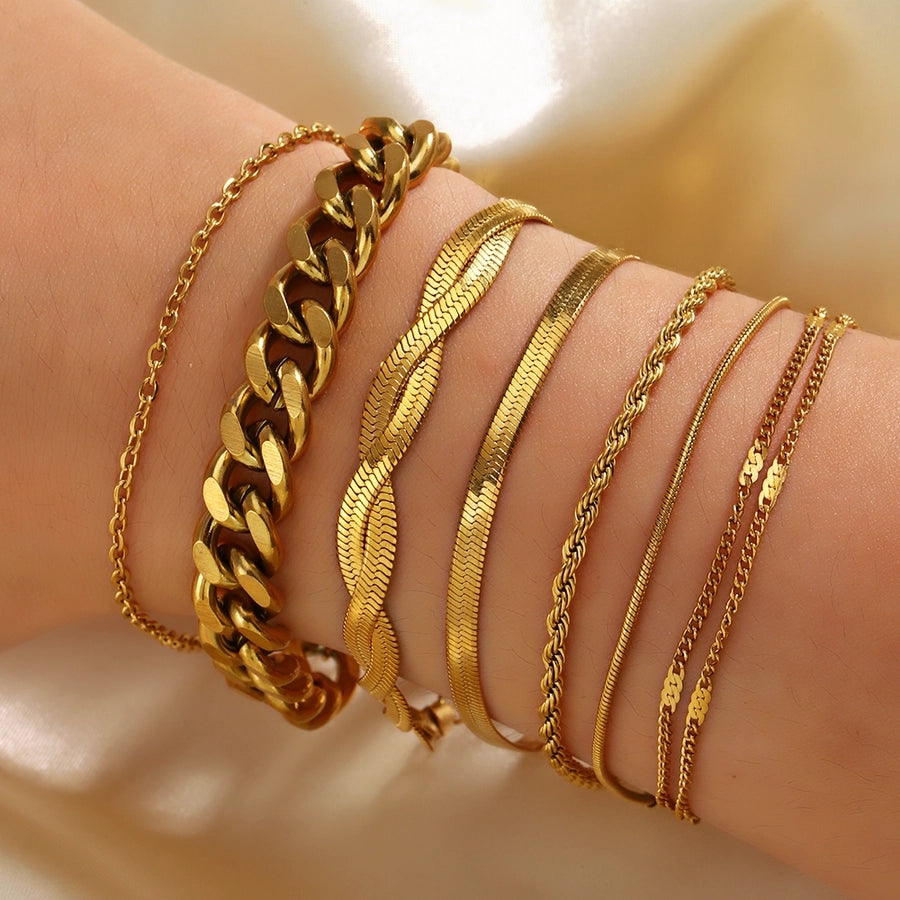 IG Style Simple Style Twist 304 Stainless Steel 18K Gold Plated Bracelets In Bulk