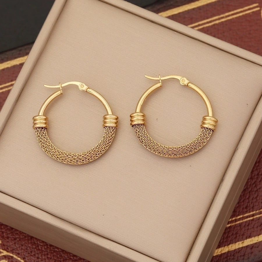 1 pair simple style u shape circle stainless steel plating hoop earrings