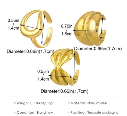 Jewelry Simple Style Solid Color Titanium Steel No Inlay 18K Gold Plated Plating Rings