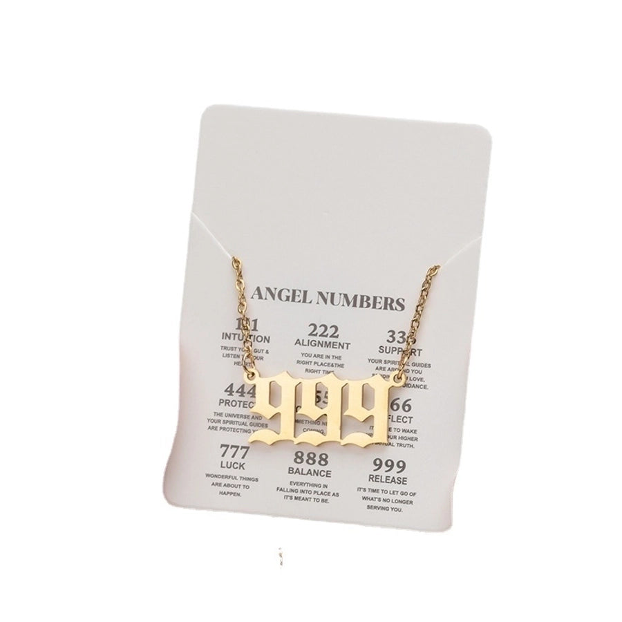 Stainless Steel Simple Style Plating Number Pendant Necklace