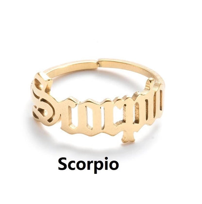 Jewelry Retro Letter 201 Stainless Steel 18K Gold Plated Plating Open Ring