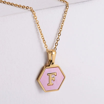 304 Stainless Steel 18K Gold Plated Lady Plating Letter Shell Pendant Necklace