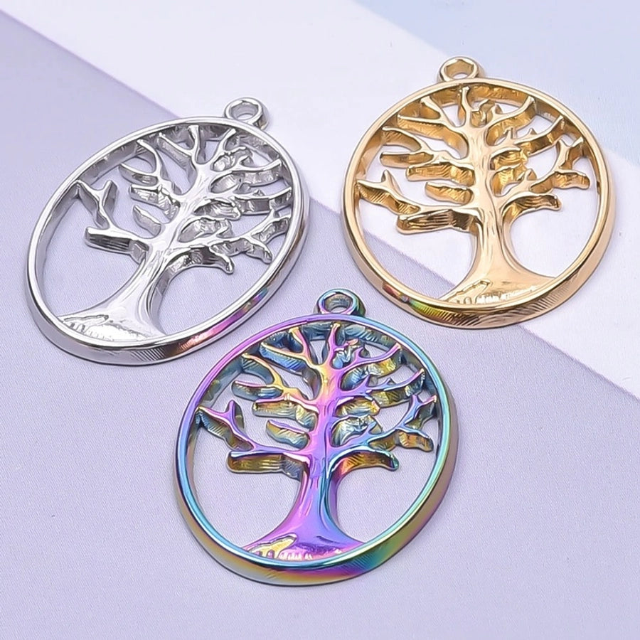 Jewelry Basic Modern Style Classic Style Life Tree 304 Stainless Steel 18K Gold Plated Plating Pendant Necklace