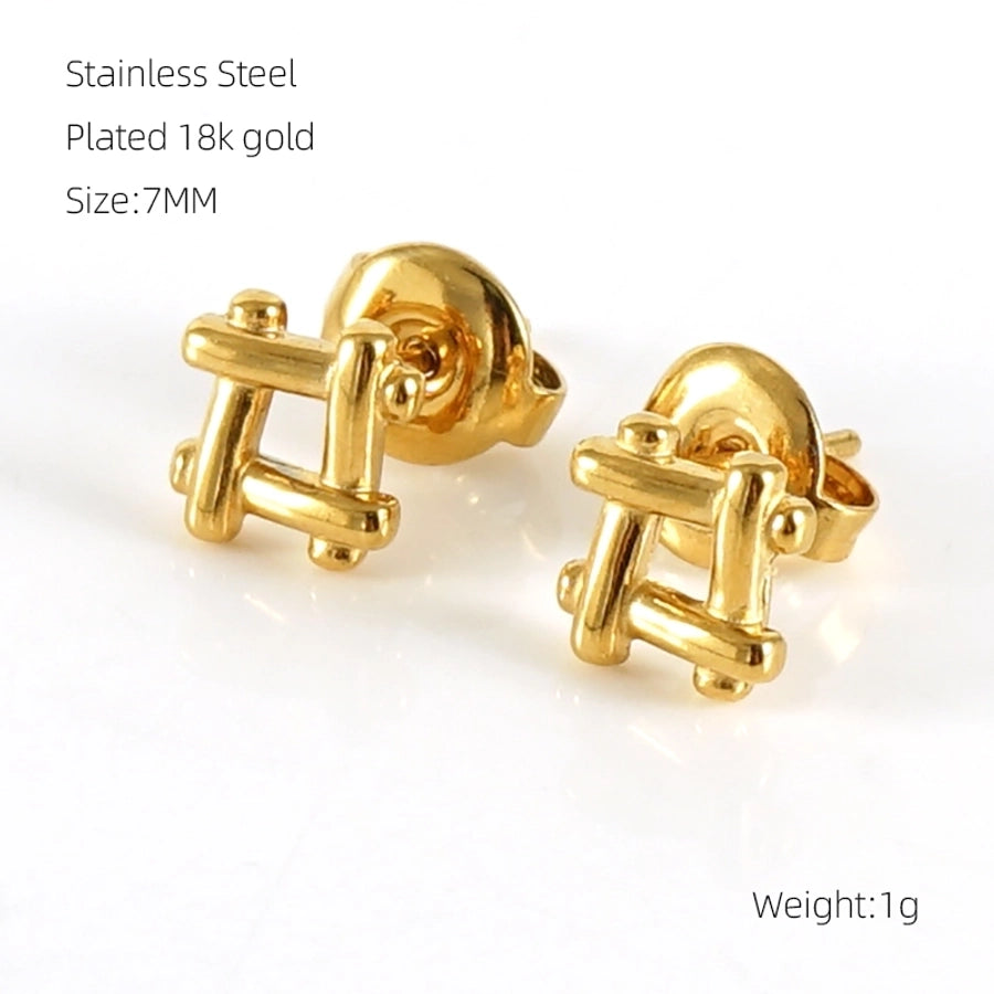 1 Pair Simple Style Geometric Plating Stainless Steel Titanium Steel 18K Gold Plated Ear Studs