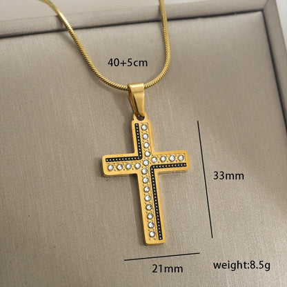 Jewelry Vintage Style Simple Style Cross 304 Stainless Steel Plating Pendant Necklace