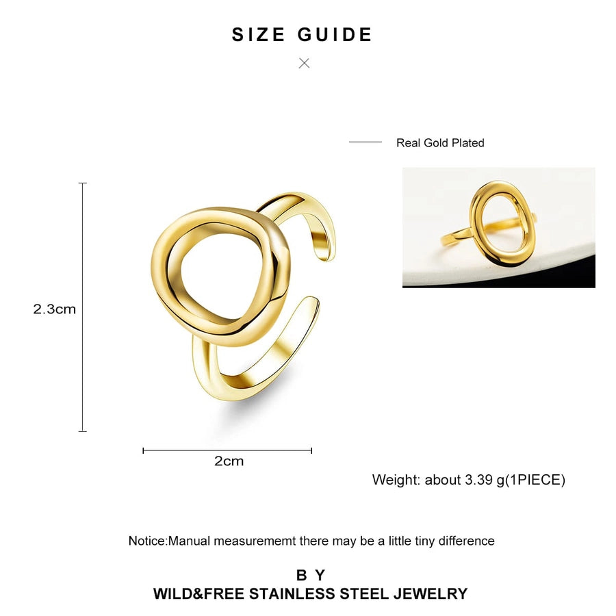 Jewelry Simple Style U Shape 304 Stainless Steel 18K Gold Plated Plating Open Ring