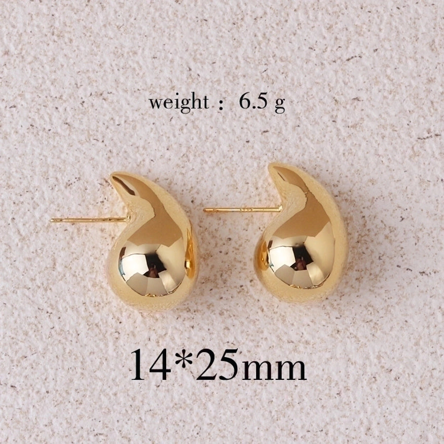 1 pair retro lady water droplets plating copper ear studs