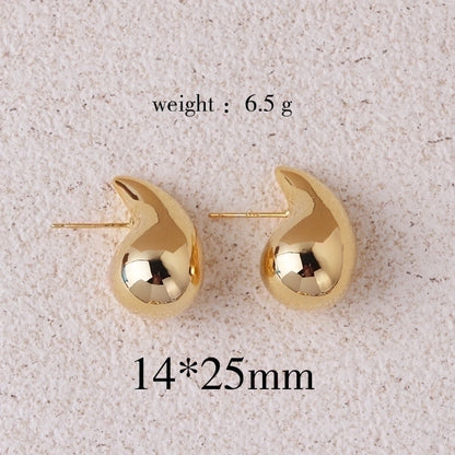 1 pair retro lady water droplets plating copper ear studs