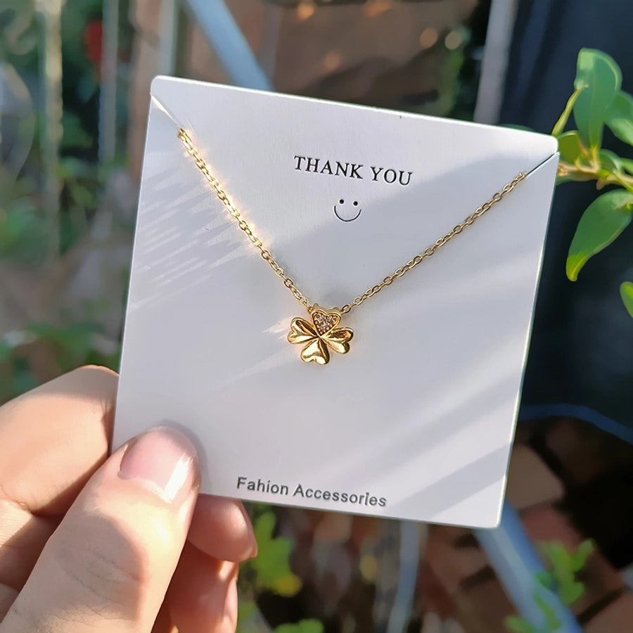 Fashion Heart Shape Peanut Windmill 304 Stainless Steel Copper Plating Inlay 18K Gold Plated White-Plated K Zircon Pendant Necklace