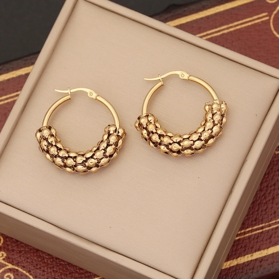 1 pair simple style u shape circle stainless steel plating hoop earrings