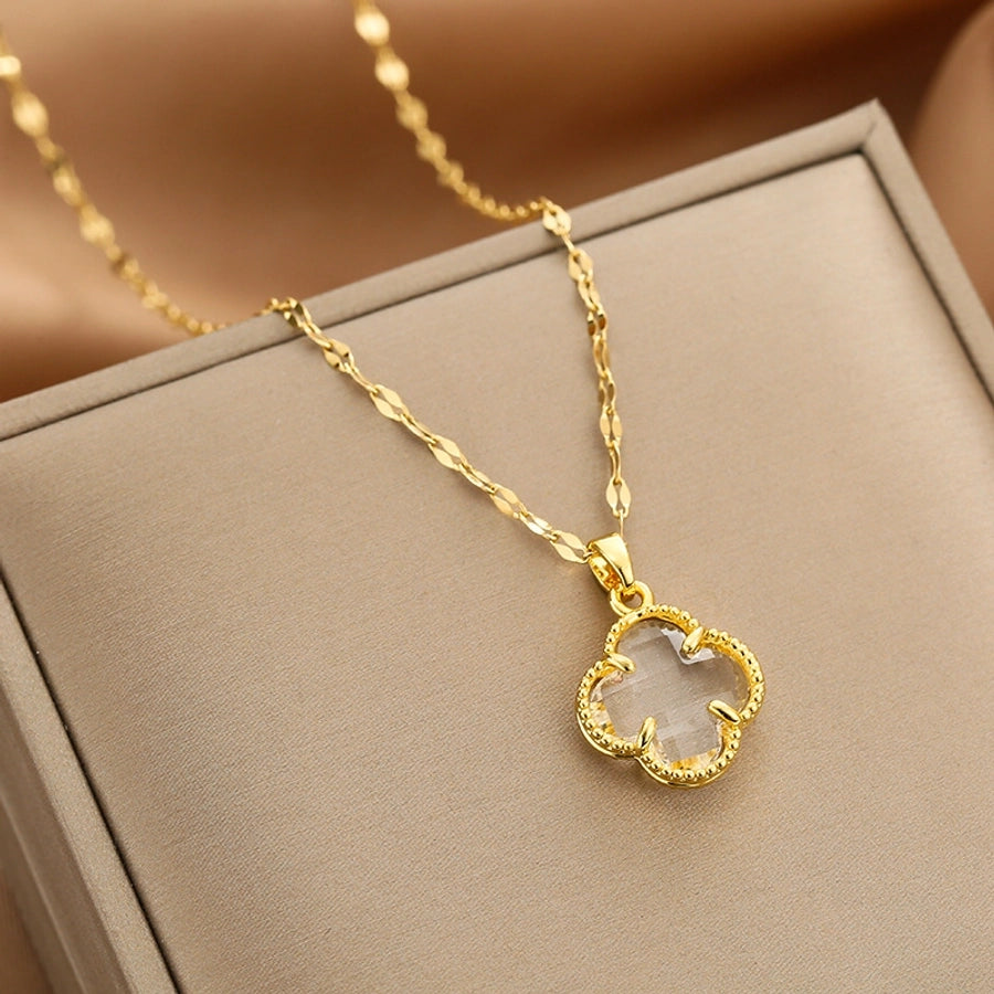 Fashion Heart Shape Peanut Windmill 304 Stainless Steel Copper Plating Inlay 18K Gold Plated White-Plated K Zircon Pendant Necklace