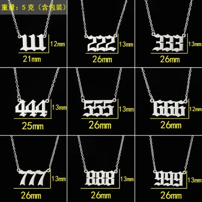 Stainless Steel Simple Style Plating Number Pendant Necklace