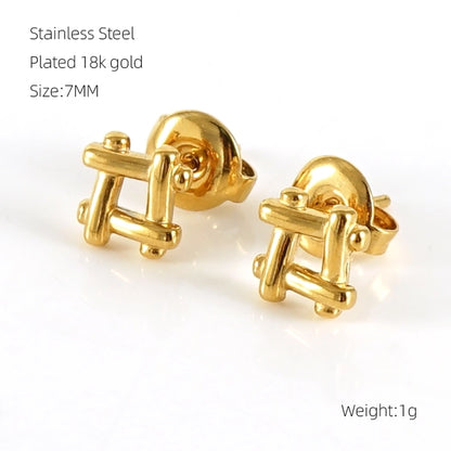 1 Pair Simple Style Geometric Plating Stainless Steel Titanium Steel 18K Gold Plated Ear Studs