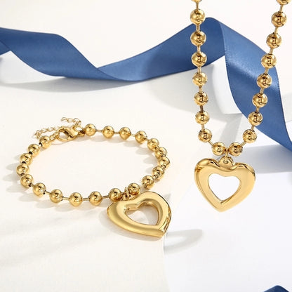 Jewelry Streetwear Heart Shape Stainless Steel 18K Gold Plated Plating Bracelets Necklace