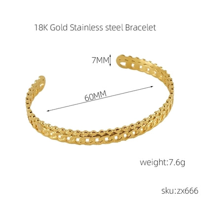 INS Style Cross Snake 304 Stainless Steel 18K Gold Plated Bangle In Bulk