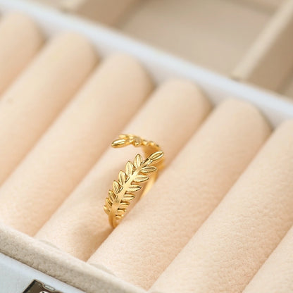 Jewelry Simple Style Leaves Snake 304 Stainless Steel Titanium Steel 18K Gold Plated Plating Open Ring