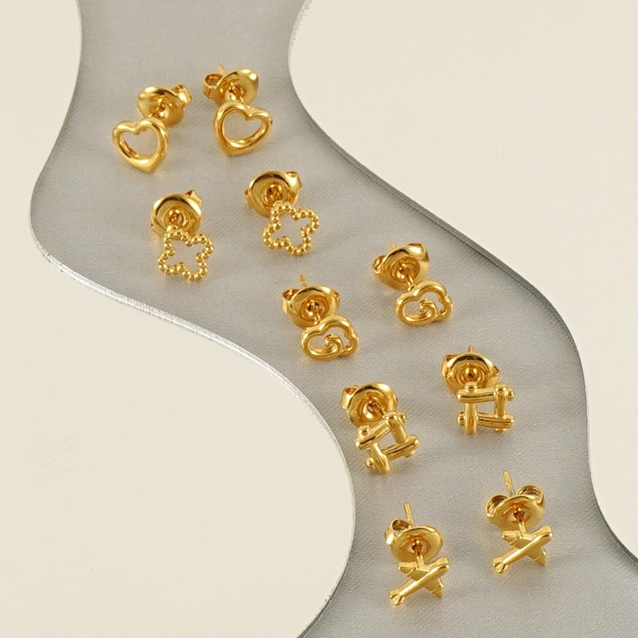 1 Pair Simple Style Geometric Plating Stainless Steel Titanium Steel 18K Gold Plated Ear Studs