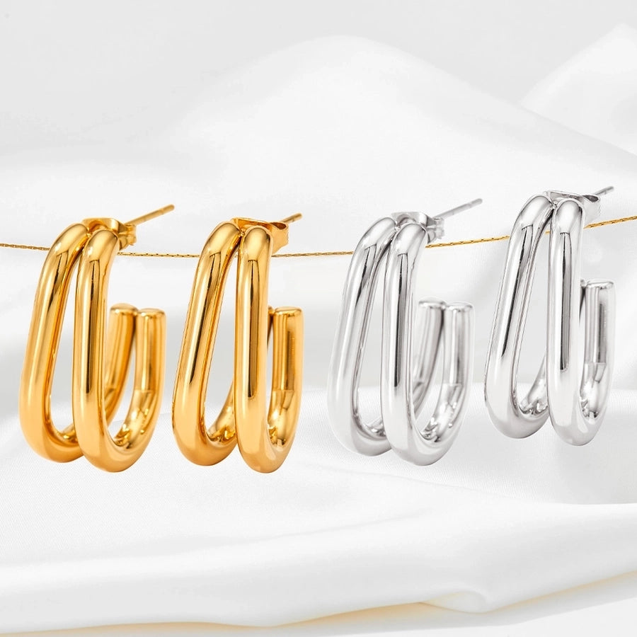 1 Pair Retro Streetwear Geometric Plating 304 Stainless Steel 16K Gold Plated White Gold Plated Gold Plated Ear Studs