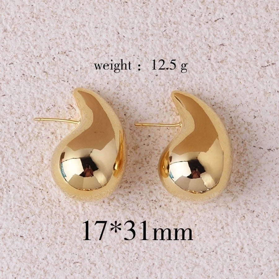 1 pair retro lady water droplets plating copper ear studs