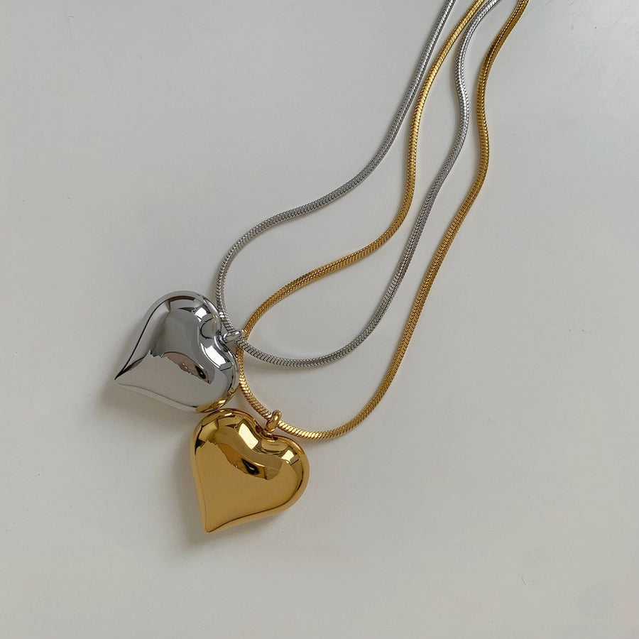 Jewelry Modern Style Artistic Heart Shape 304 Stainless Steel 16K Gold Plated White Gold Plated Gold Plated Plating Pendant Necklace