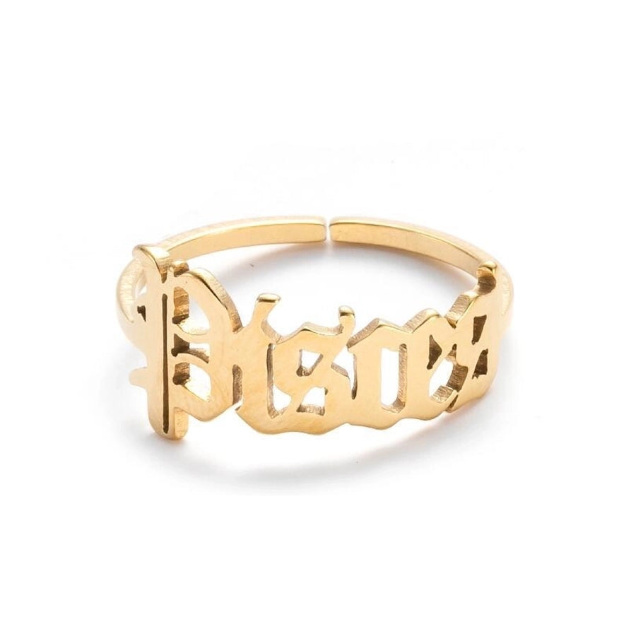 Jewelry Retro Letter 201 Stainless Steel 18K Gold Plated Plating Open Ring