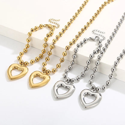 Jewelry Streetwear Heart Shape Stainless Steel 18K Gold Plated Plating Bracelets Necklace