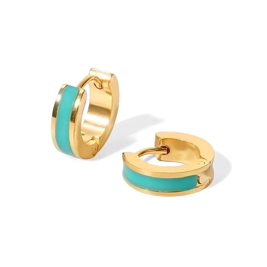 Fashion Round Enamel Gold Plated 304 Stainless Steel Earrings