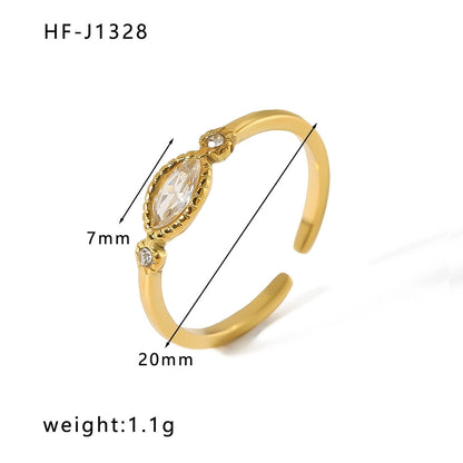 Stainless Steel 18K Gold Plated Vintage Style Plating Geometric Heart Shape Open Ring