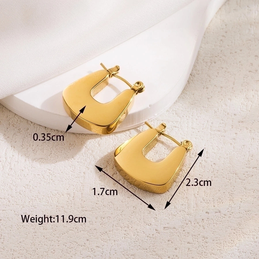 1 pair ig style basic cool style solid color plating stainless steel 18k gold plated earrings ear studs