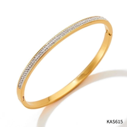 Simple Style Classic Style Geometric 304 Stainless Steel 16K Gold Plated White Gold Plated Gold Plated Zircon Bangle In Bulk