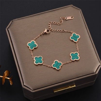 fashion four leaf clover titanium steel inlaid gold shell bracelets