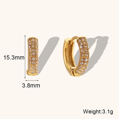 1 Pair Lady Geometric Plating Inlay Stainless Steel Zircon 18K Gold Plated Earrings Ear Studs