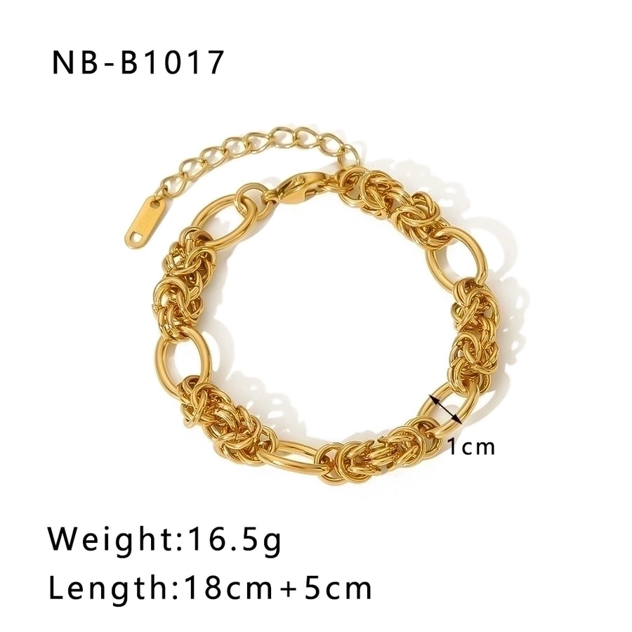 Hip-Hop Punk Classic Style Solid Color Stainless Steel 18K Gold Plated Bracelets In Bulk